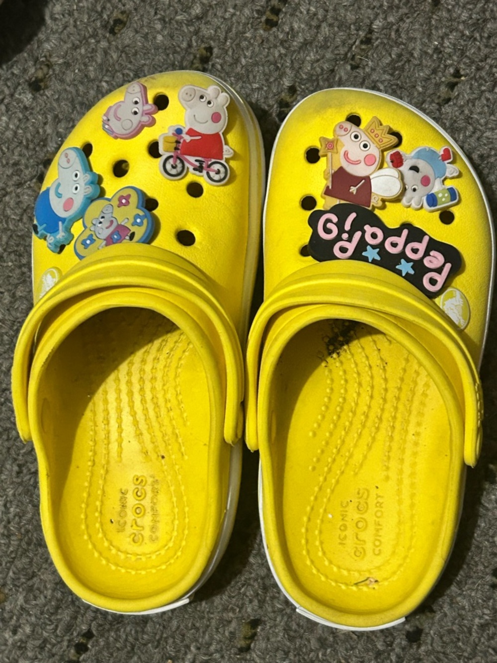 CROCS Kids' Yellow Clog Sandals with Peppa Pig Charms